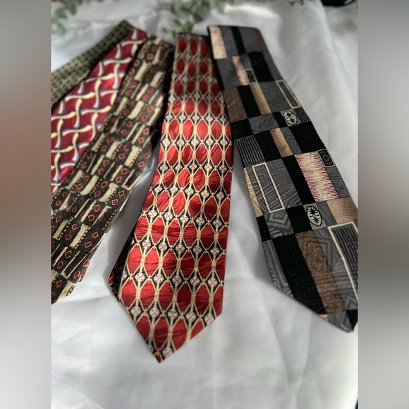 Vintage Silk Necktie 4" Tie  LOT OF 5 Art Deco Abstract Geometric USA - Picture 4 of 11